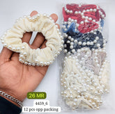 Impression Pearled Design Scrunchies (Pack of 12)